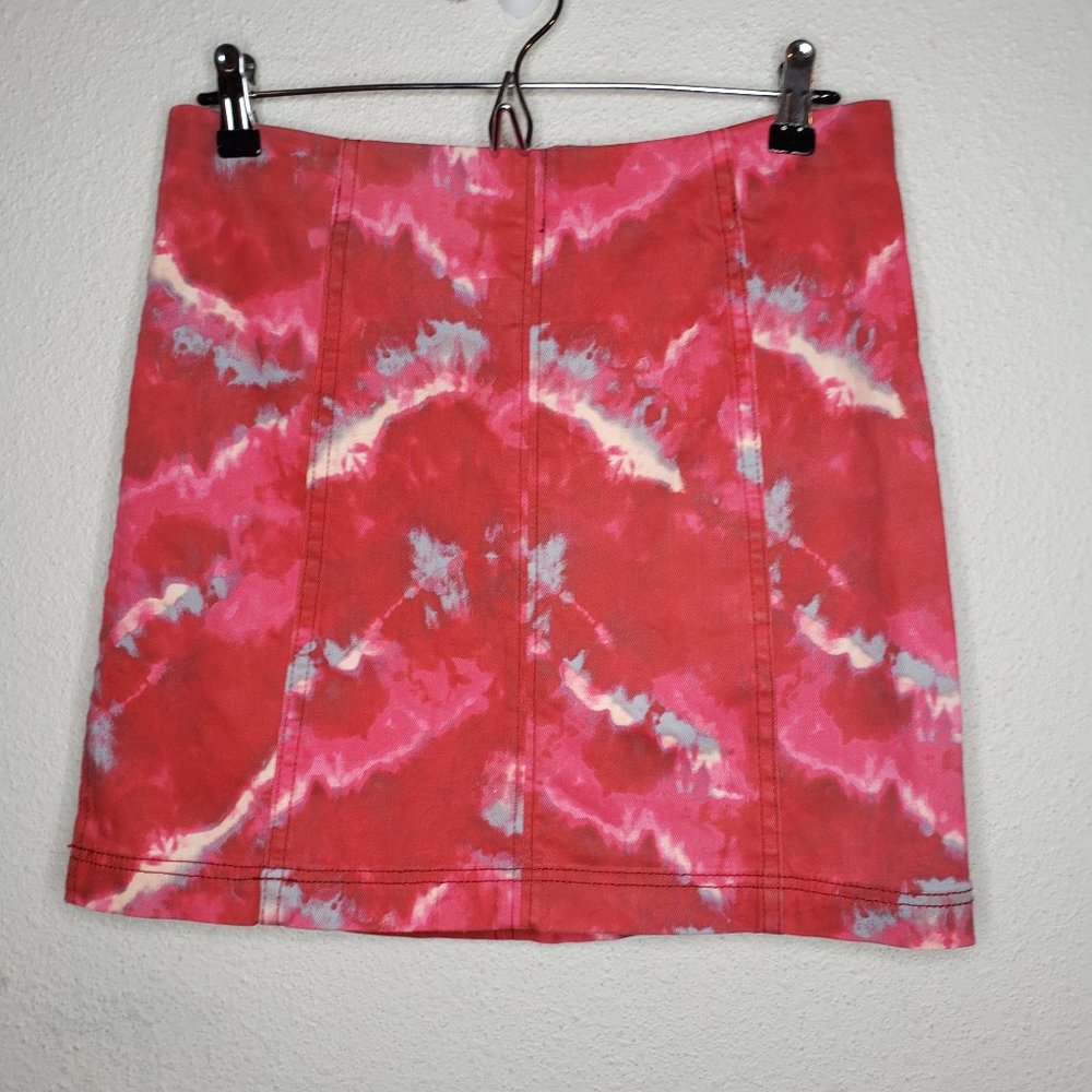 Free People Sz 10 Pink Tie Dye Mini Skirt